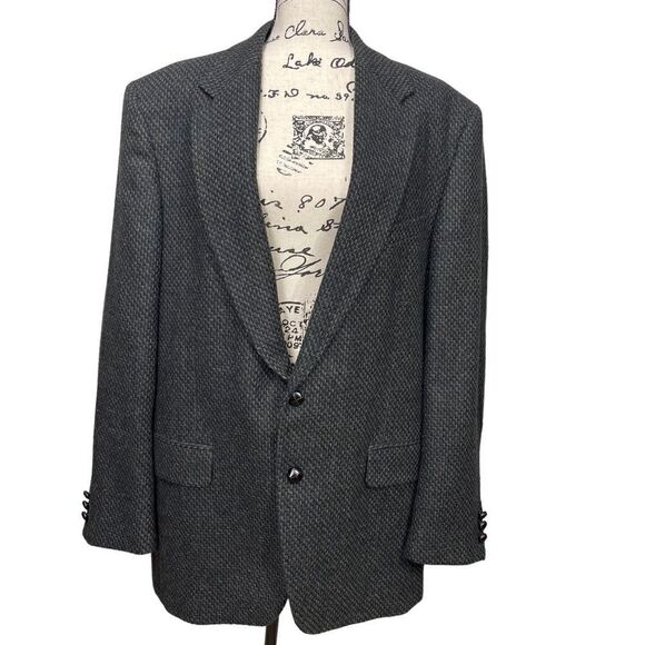 John Weitz Other - John Weitz Vintage Men's Plaid Wool Blend Blazer Gray Size 44 Long